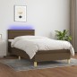 vidaXL Cama box spring con colchón LED tela marrón oscuro 90x200 cm vidaXL Cama box spring con colchón LED tela marrón oscuro 90x200 cm