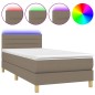 vidaXL Cama box spring con colchón LED tela gris taupe 100x200 cm
