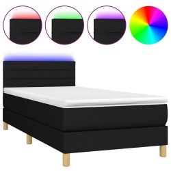 vidaXL Cama box spring con colchón LED tela negro 100x200 cm