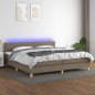 vidaXL Cama box spring con colchón LED tela gris taupe 200x200 cm vidaXL Cama box spring con colchón LED tela gris taupe 200x200 cm