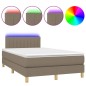 vidaXL Cama box spring con colchón y LED tela gris taupe 120x200 cm