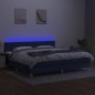 vidaXL Cama box spring con colchón y LED tela azul 200x200 cm