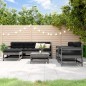 vidaXL Juego de muebles de jardín 7 piezas madera maciza de pino gris