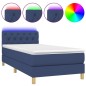 vidaXL Cama box spring con colchón y LED tela azul 80x200 cm