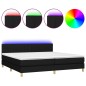 vidaXL Cama box spring con colchón LED tela negro 200x200 cm vidaXL Cama box spring con colchón LED tela negro 200x200 cm