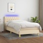 vidaXL Cama box spring con colchón y LED tela crema 90x190 cm vidaXL Cama box spring con colchón y LED tela crema 90x190 cm