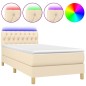 vidaXL Cama box spring con colchón y LED tela crema 90x190 cm vidaXL Cama box spring con colchón y LED tela crema 90x190 cm