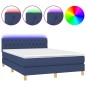 vidaXL Cama box spring colchón y luces LED tela azul 140x190 cm vidaXL Cama box spring colchón y luces LED tela azul 140x190 cm