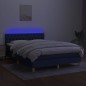 vidaXL Cama box spring colchón y luces LED tela azul 140x190 cm vidaXL Cama box spring colchón y luces LED tela azul 140x190 cm