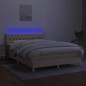 vidaXL Cama box spring con colchón y LED tela crema 140x200 cm vidaXL Cama box spring con colchón y LED tela crema 140x200 cm