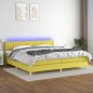 vidaXL Cama box spring con colchón y LED tela verde 200x200 cm