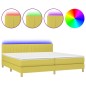 vidaXL Cama box spring con colchón y LED tela verde 200x200 cm