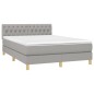vidaXL Cama box spring colchón y luces LED tela gris claro 140x200 cm vidaXL Cama box spring colchón y luces LED tela gris claro 140x200 cm