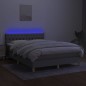 vidaXL Cama box spring colchón y luces LED tela gris claro 140x200 cm vidaXL Cama box spring colchón y luces LED tela gris claro 140x200 cm