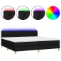vidaXL Cama box spring con colchón LED tela negro 200x200 cm vidaXL Cama box spring con colchón LED tela negro 200x200 cm