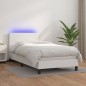 vidaXL Cama box spring y colchón LED cuero sintético blanco 90x200 cm vidaXL Cama box spring y colchón LED cuero sintético blanco 90x200 cm