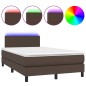 vidaXL Cama box spring colchón y LED cuero sintético marrón 120x200 cm