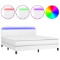 vidaXL Cama box spring colchón y LED cuero sintético blanco 180x200 cm vidaXL Cama box spring colchón y LED cuero sintético blanco 180x200 cm