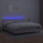 vidaXL Cama box spring colchón y LED cuero sintético blanco 180x200 cm vidaXL Cama box spring colchón y LED cuero sintético blanco 180x200 cm