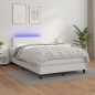 vidaXL Cama box spring colchón y LED cuero sintético blanco 120x200 cm vidaXL Cama box spring colchón y LED cuero sintético blanco 120x200 cm