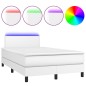vidaXL Cama box spring colchón y LED cuero sintético blanco 120x200 cm vidaXL Cama box spring colchón y LED cuero sintético blanco 120x200 cm