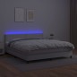 vidaXL Cama box spring colchón y LED cuero sintético blanco 160x200 cm