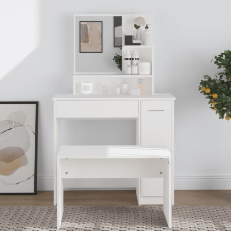 vidaXL Tocador con espejo blanco 86,5x35x136 cm