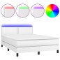 vidaXL Cama box spring colchón y LED cuero sintético blanco 140x200 cm vidaXL Cama box spring colchón y LED cuero sintético blanco 140x200 cm