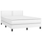 vidaXL Cama box spring colchón y LED cuero sintético blanco 140x200 cm vidaXL Cama box spring colchón y LED cuero sintético blanco 140x200 cm