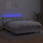 vidaXL Cama box spring colchón y LED cuero sintético blanco 140x200 cm vidaXL Cama box spring colchón y LED cuero sintético blanco 140x200 cm