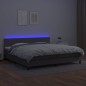 vidaXL Cama box spring colchón y LED cuero sintético gris 200x200 cm vidaXL Cama box spring colchón y LED cuero sintético gris 200x200 cm