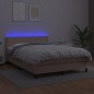vidaXL Cama box spring colchón LED cuero sintético capuchino 140x200cm vidaXL Cama box spring colchón LED cuero sintético capuchino 140x200cm