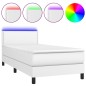vidaXL Cama box spring y colchón LED cuero sintético blanco 80x200 cm vidaXL Cama box spring y colchón LED cuero sintético blanco 80x200 cm