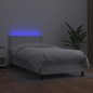 vidaXL Cama box spring y colchón LED cuero sintético blanco 80x200 cm vidaXL Cama box spring y colchón LED cuero sintético blanco 80x200 cm