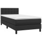 vidaXL Cama box spring y colchón LED cuero sintético negro 90x200 cm vidaXL Cama box spring y colchón LED cuero sintético negro 90x200 cm
