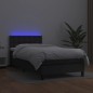 vidaXL Cama box spring y colchón LED cuero sintético negro 90x200 cm vidaXL Cama box spring y colchón LED cuero sintético negro 90x200 cm