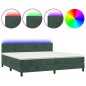 vidaXL Cama box spring colchón y LED terciopelo verde oscuro 200x200cm vidaXL Cama box spring colchón y LED terciopelo verde oscuro 200x200cm