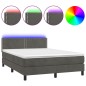 vidaXL Cama box spring colchón y LED terciopelo gris oscuro 140x200 cm vidaXL Cama box spring colchón y LED terciopelo gris oscuro 140x200 cm