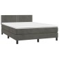 vidaXL Cama box spring colchón y LED terciopelo gris oscuro 140x200 cm vidaXL Cama box spring colchón y LED terciopelo gris oscuro 140x200 cm