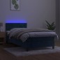 vidaXL Cama box spring colchón y LED terciopelo azul oscuro 80x200 cm vidaXL Cama box spring colchón y LED terciopelo azul oscuro 80x200 cm