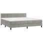 vidaXL Cama box spring colchón y LED terciopelo gris claro 200x200 cm