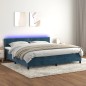 vidaXL Cama box spring colchón y LED terciopelo azul oscuro 200x200 cm vidaXL Cama box spring colchón y LED terciopelo azul oscuro 200x200 cm