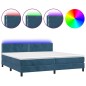 vidaXL Cama box spring colchón y LED terciopelo azul oscuro 200x200 cm vidaXL Cama box spring colchón y LED terciopelo azul oscuro 200x200 cm