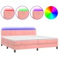 vidaXL Cama box spring colchón y LED terciopelo rosa 200x200 cm vidaXL Cama box spring colchón y LED terciopelo rosa 200x200 cm