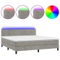 vidaXL Cama box spring colchón y LED terciopelo gris claro 180x200 cm vidaXL Cama box spring colchón y LED terciopelo gris claro 180x200 cm