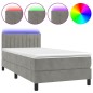 vidaXL Cama box spring colchón y LED terciopelo gris claro 100x200 cm vidaXL Cama box spring colchón y LED terciopelo gris claro 100x200 cm
