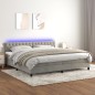 vidaXL Cama box spring colchón y LED terciopelo gris claro 200x200 cm vidaXL Cama box spring colchón y LED terciopelo gris claro 200x200 cm