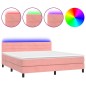 vidaXL Cama box spring colchón y LED terciopelo rosa 180x200 cm vidaXL Cama box spring colchón y LED terciopelo rosa 180x200 cm