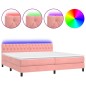 vidaXL Cama box spring colchón y LED terciopelo rosa 200x200 cm vidaXL Cama box spring colchón y LED terciopelo rosa 200x200 cm