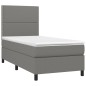 vidaXL Cama box spring colchón y luces LED tela gris oscuro 80x200 cm vidaXL Cama box spring colchón y luces LED tela gris oscuro 80x200 cm